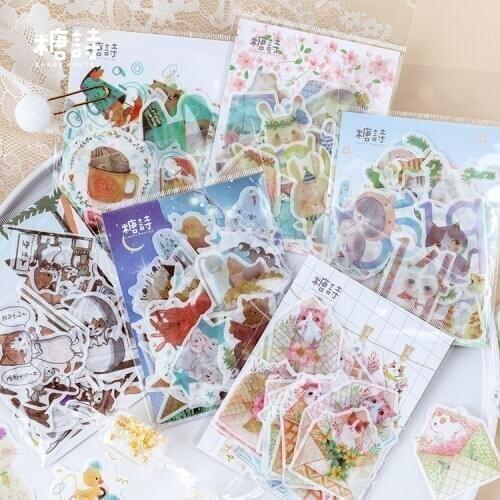 40pcs/lot Fun Cat Story Stationery Stickers Sealing Label Travel Sticker Diy Scrapbooking Diary Planner Albums Decorations