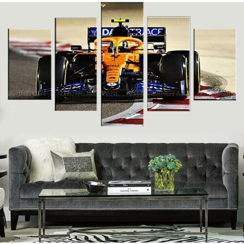 5 Pieces McLaren mcl35 Lando Norris f1 Car Canvas Frame Art Living Room Home Decor Artwork Wall Picture Print Painting Poster