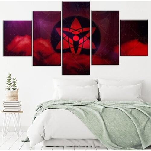 5 Piece Canvas Wall Art Paintings Ninja Dark Moon Logo Modular Pictures Anime Posters Home Decor Modern Living Room Decoration