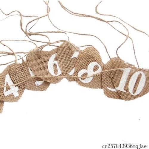 500pcs Table Number Heart Cards Wedding Decoration Rustic Wedding Centerpieces Decoration Jute Burlap from 1 to10