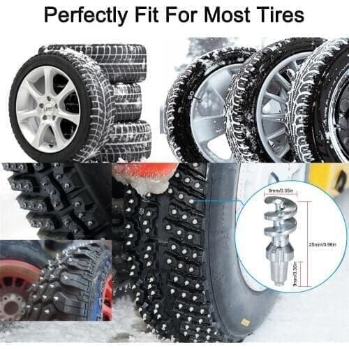 Car Automobile 50Pcs Anti Slip Tire Stud Screw Wheel Spike Stud Winter Snow Tire Screw Ice Nail Spike with Installation Tool