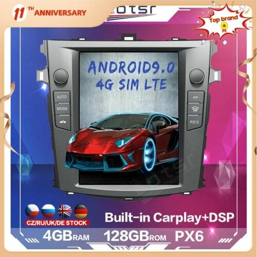 128GB Tesla Style Android Multimedia Car Radio Player for Toyota Corolla 2007-2013 Auto GPS Navigation Stereo DSP Carplay 4G SIM