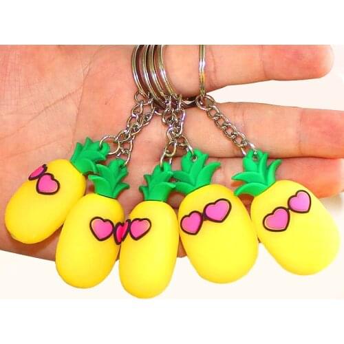 FREE SHIPPING BY DHL 100pcs/lot New Funny Pineapple Keychains Pineapple Keyrings Fruit Key Chains Food Gifts