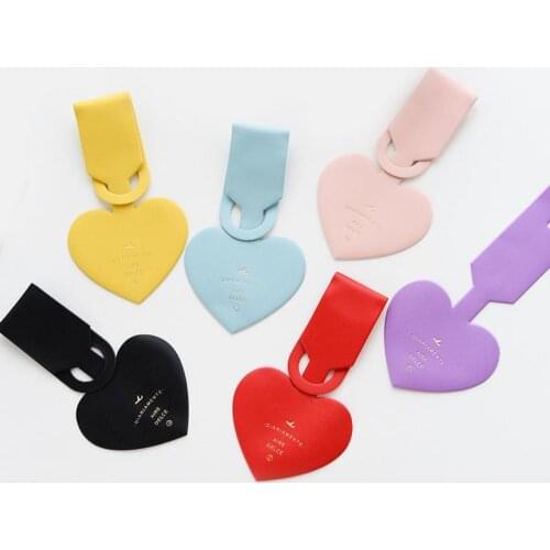 6 Colors Hot Stamping Suitcase Luggage Tag Label Loving Heart Couples Handbag Portable Travel Accessories Name ID Address Tags