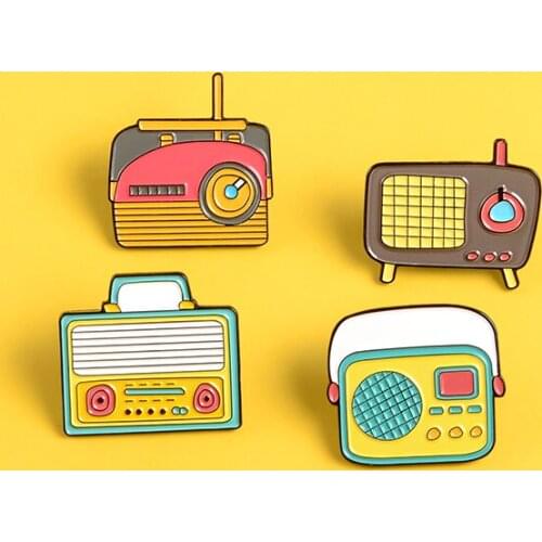 Cute Cartoon radio enamel pin Colorful Vintage player machine badge brooch Clothes Denim bag Lapel pin jewelry gift for friends