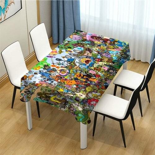 Adventure Time All Characters Design Decoration Tablecloth For Kitchen Dining Party Picnic Indoor Outdoor