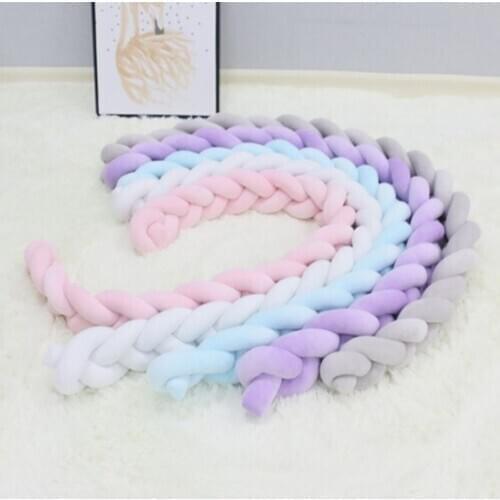 3M Length Baby Long Knotted 3 Braids Baby Pillow Braided Plush Nursery Cradle Decor Baby Bumper