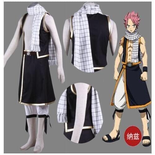 Fairy Tail Natsu Long Scarf Dragneel Anime Cosplay Costume White