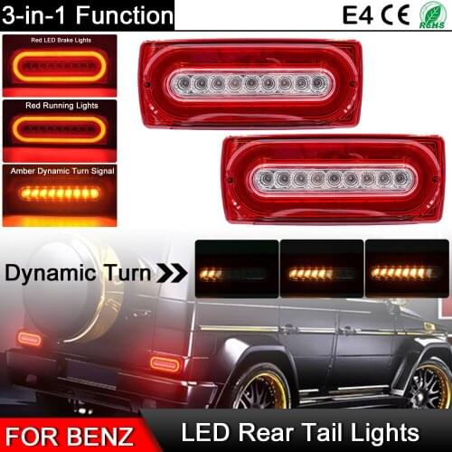 For Benz W463 G-Class G55 AMG G500 G550 Red Lens LED Rear Tail Lamp 3-IN-1 Dynamic Turn Signal Light Running light Brake Light