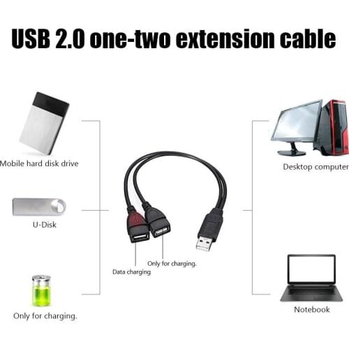 Data Cables USB2.0 Male Dual USB Female 30cm High Speed High-quality Portable Convenient USB Charging Power Splitter Cable