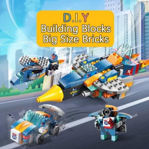 Big Size Building Blocks DIY Airplane 4 In 1 City Engineering Fighter Assemble Bricks Educational Toys Children Gifts