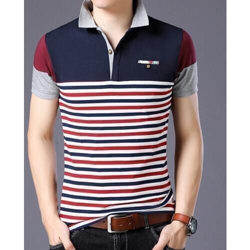 Style Striped 2019 Brand Fashion Polo Shirts Short Sleeve Men Summer Cotton Breathable Tops Tee ASIAN SIZE M-5XL