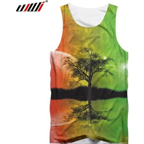 UJWI Men 3D Tanktops New Arrival Cool Print Galaxy Space Tree Tank Tops Casual Tanktop Custom-made Printing Sleeveless Shirts