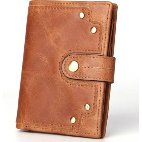 Cow Leather Men Wallets Card Holder Photo Holder Large Capacity Retro Short Hasp Bifold Wallet Money wallets Coin Pocket