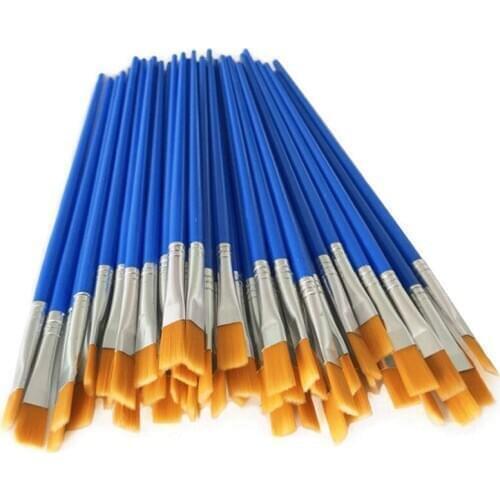Paint Brushes Set 50 Pcs Kids Nylon Flat Hair Small Oil Watercolor Artist Painting Kits Bulk for Children