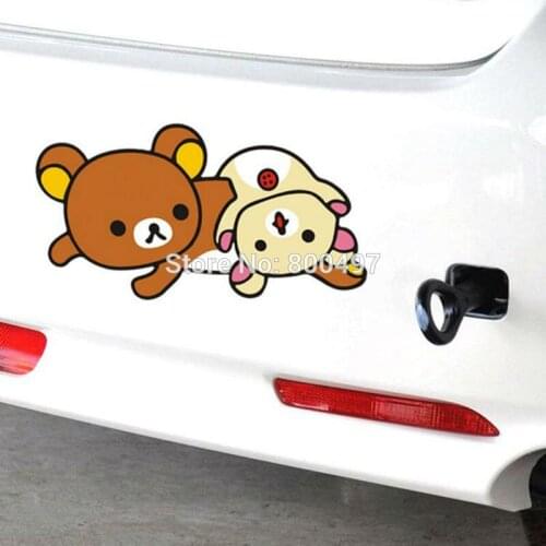 10 x Newest Car Styling Car Cover Cartoon Bear Rilakkuma Car Sticker Decal for Toyota Chevrolet Volkswagen Tesla Honda Ford Lada