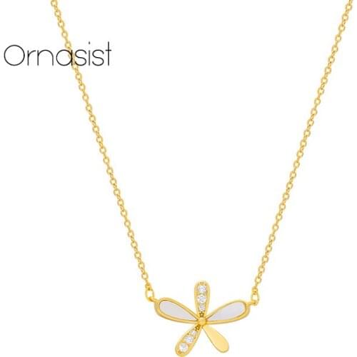 Small Flower Zircon Necklace Simple Temperament Five Petal Flower Small Pendant Clavicle Chain 2020 New Gold Color Necklace