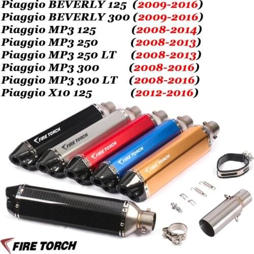 Piaggio MP3 125 2008-2014 BEVERLY 125 300 2009-2016 X10 125 2012-2016 Motorcycle Double Exit Exhaust Muffler Middle Link Pipe