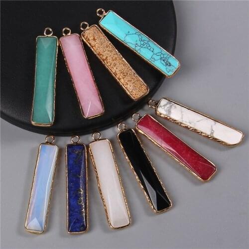 Fashion Natural Quartz Agates Stone Strip Chips Pendant Charm for Jewelry Making Diy Earring Necklace Accessories 10*44mm 2pcs