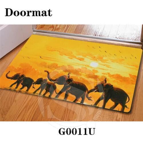 Drop Shipping Custom Lovely elephant DoorMat Art Pattern Printed Carpet Floor Hall Bedroom Cool Pad Fashion Rug SQ0626