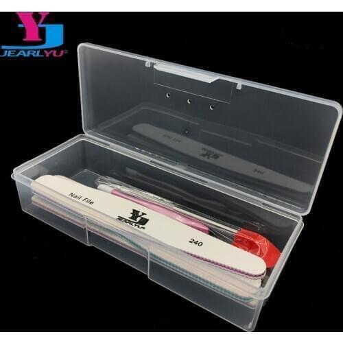 1 Rectangle Nail Art Tool Empty Storage Box Tweezers Clippers Pens Polishing Nail Buffer Files Plastic Container Manicure Table