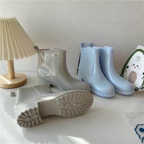 Women Shoes Chelsea Rain Boots Ladies Slip-on Short Tube Fashion Outdoor Rubber Waterproof Shoes Ankle Boots New Garden Galoshes