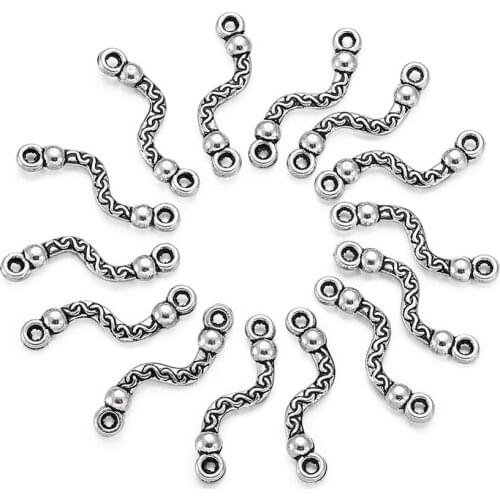 50pcs Antique Silver Color Twist Bar Links Connectors for DIY Bracelet Necklace Earrings Jewelry Making 22.5x6x3mm