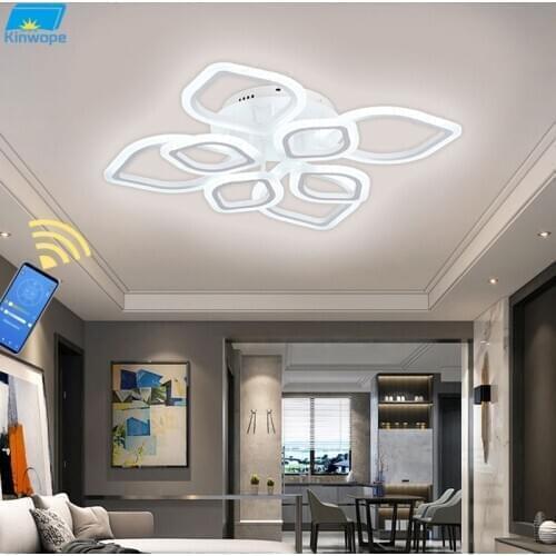 Modern Minimalist Ceiling Lamp Living Room Bedroom Dining Room LED Chandelier White Kinwope Wrought Iron Household Ceiling Lamp