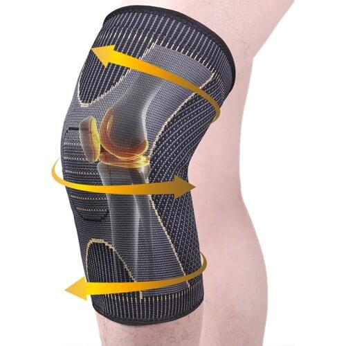 Sports Nylon Kneepad Protection Silicone Anti Slip Breathable Knitting Knee Badminton Running Fitness Kneepad Protection Ou L1