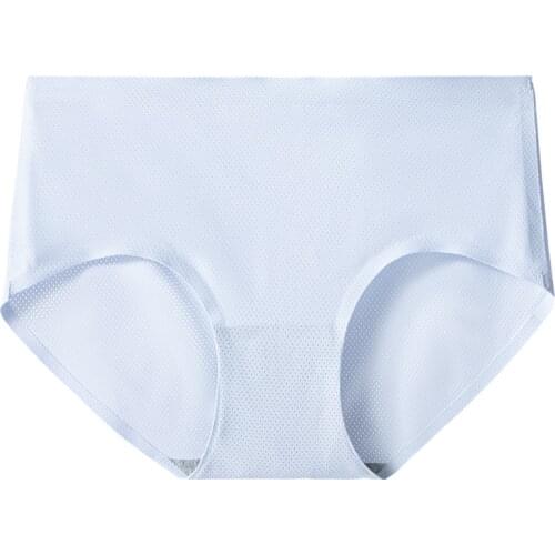 Comfortable breathable quick drying solid color midwaist briefs cotton moisture absorbent crotch one-piece briefs for ladies