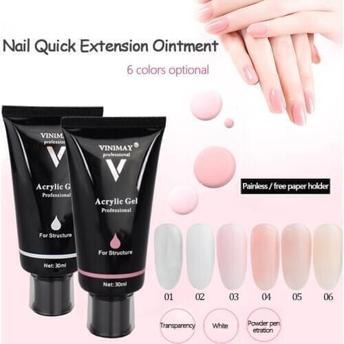 VINIMAY 30ml Nail Extension Gel Paperless Holder Crystal Quick Nail Extension Nail Art UV Gel Transparent Nail Gel TSLM1