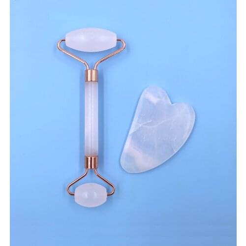 Green Pink Jade Roller Massager For Face Natural Stone Slimming Lift Massage Facial Tools For Chin Neck Beauty Skin Care Tools