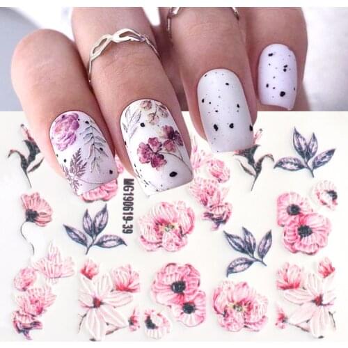 1Pcs Nail Stickers 5D Embossed Engraved Slider Flower Line Butterfly Water Decals Nail Art Polish Decorations Manicure LAMG01-48