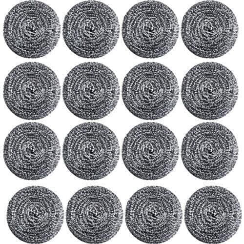 16 PCS Stainless Steel Sponges Scrubbers, Utensil Scrubber Scouring Pads Ball for Removing Rust Dirty Cookware Cleaner