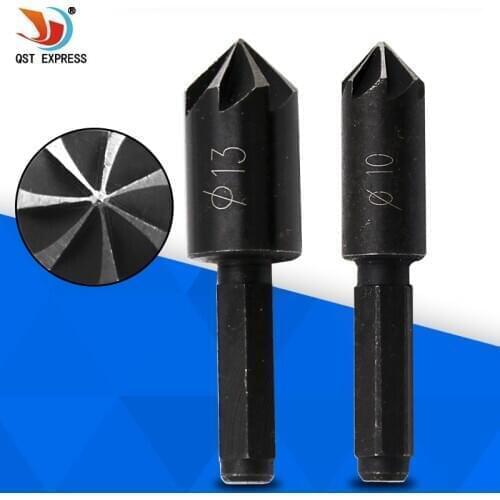 2 sets of carbon steel seven-blade chamfering knife perforating drill bit Woodworking hole drilling positioning wood chamfering