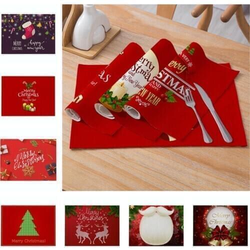 2020 Christmas Decorations for Home Xmas Santa Snowman Garland Table Mat Ornaments Navidad Decor Noel Natal New Year 2021 Gift