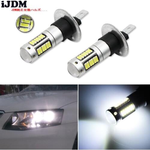 2pcs High Power 6000K White 30-SMD 4014 H1 LED Replacement Bulbs For Car Fog Lights, Daytime Running Lights, DRL Lamps