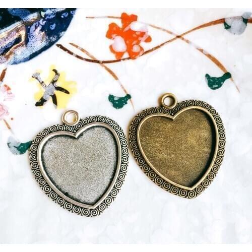 5pcs/lot 25mm Necklace Pendant Setting Antique Bronze Silver Color Cabochon Blank Base Supplies for Jewelry Finding T288