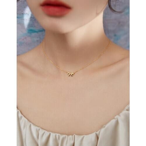 925 sterling silver necklace with new retro champagne gold bow clavicle chain ins creative jewelry for wedding party