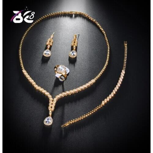 Be 8 New Style Luxury Cubic Zircon Crystal 4pcs Set Hot Necklace Jewelery Bridal Sets for Women Wedding Jewelry Bijoux FemmeS146