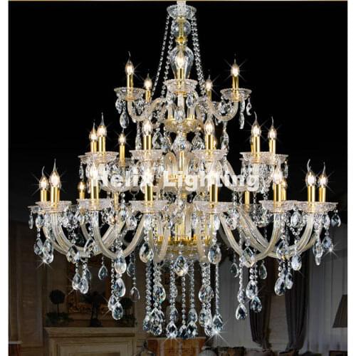 Free Shipping D1200mm H1300mm 30L E14 Crystal Luxury Clear Golden K9 Fashion Chandelier Crystal Top Grade K9 Chandelier Lighting