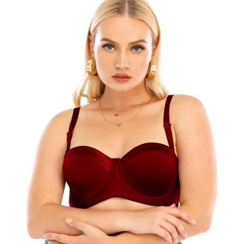 Push Up Bra Half Cup Minimizer Bra Gather Breast Padded Convertible Straps Sexy Women Bras 34 36 38 40 42 44 46 C D DD E