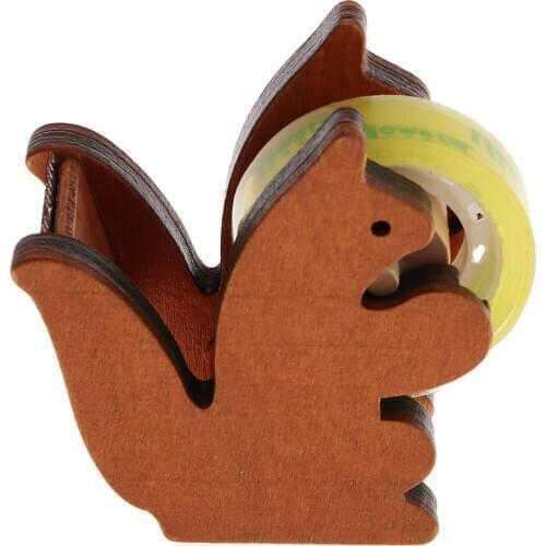 Wooden Squirrel Washi Tape Dispenser Office Adhesive Tape Roll Holder Cutter