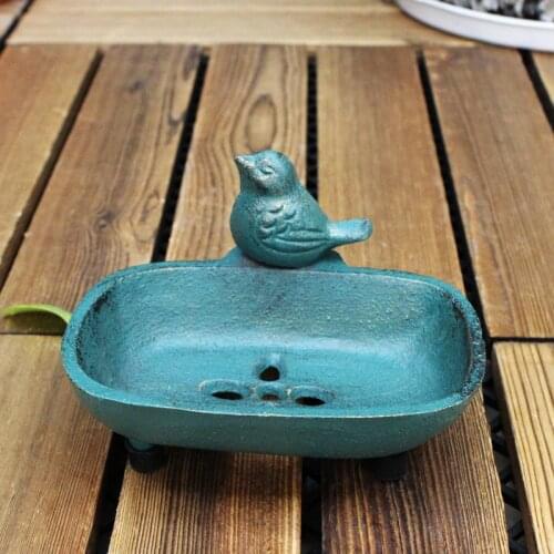 Retro Wrought Bird Soap Holder Storage Box Display Postoral Patio Farm House Bathroom Accessories Shower Organizer