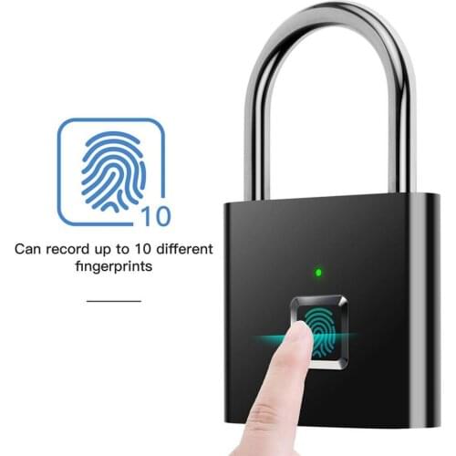 Keyless USB Rechargeable Door Lock Fingerprint Smart Padlock Quick Unlock Portable Anti-theft alloy Fingerprint Padlock Zinc New