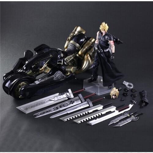 Play Arts Final Fantasy VII Cloud Strife Motorcycle Action Figure PVC Cloud Strife Collection Model Toys Doll