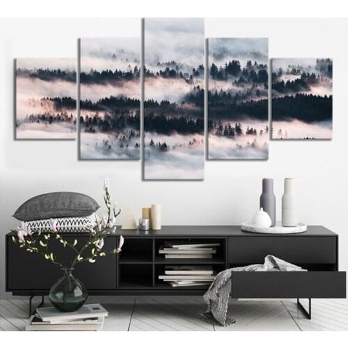 Art Poster Forest HD Prints Mountain Modular Canvas Painting 5 Piece Scenery Home Decoration For Living Room Framework