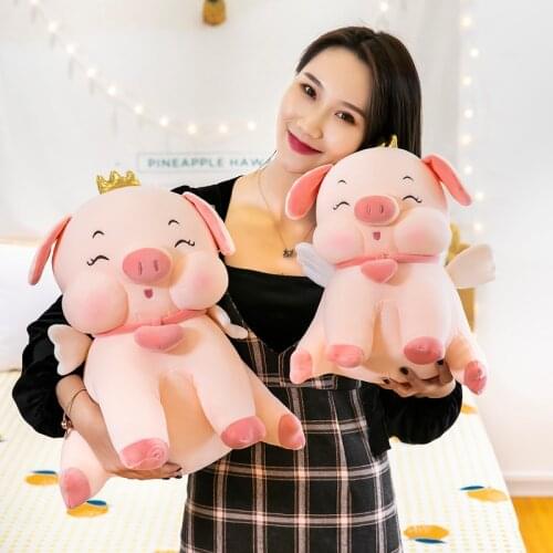 Kawaii Creative Crown Love Pig Soft Stuffed Soft Toys Cartoon Pillow Animals Doll For Children Girls Kids Friend Birthday Gift