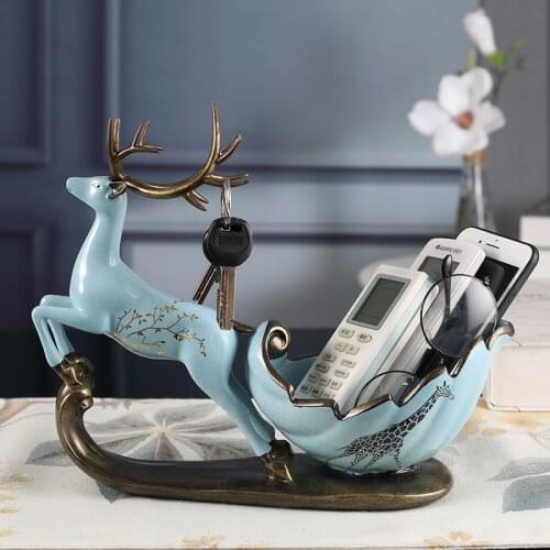 Key Desktop Storage Box Creative Living Room Deer Decoration Jewelry Mobile Phone Storage Tray Fruit Candy Tray