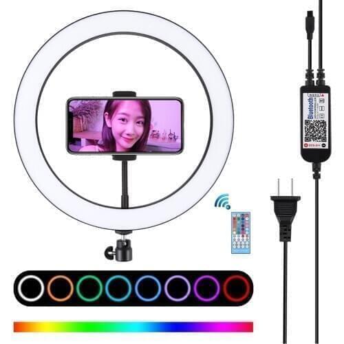 12 inch/30cm Dimmable RGB LED Ring light Photography Fill Light Vlogging Photography Video Lights & Remote Control Phone Holder
